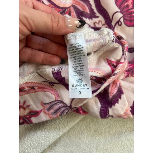 Sundry Pink Purple Floral Paisley Soft Hoodie Pullover Size 0 XS NWT - Picture 4 of 4